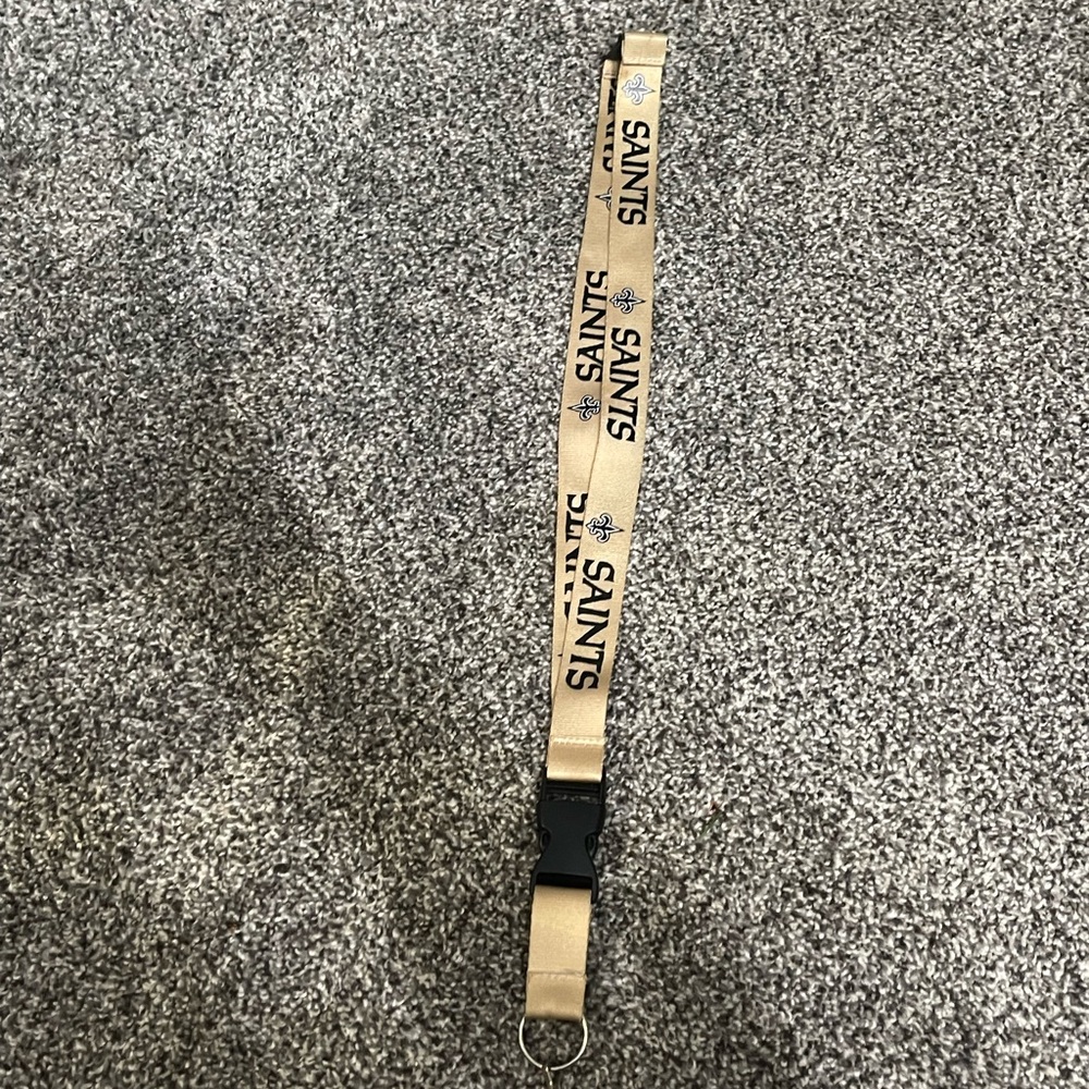 New Orleans Saints gold and black key ring lanyard